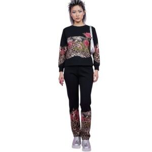 Olsen NEW Vintage Stretch Animal Print Floral Pants High Waist Jean Cotton Zip